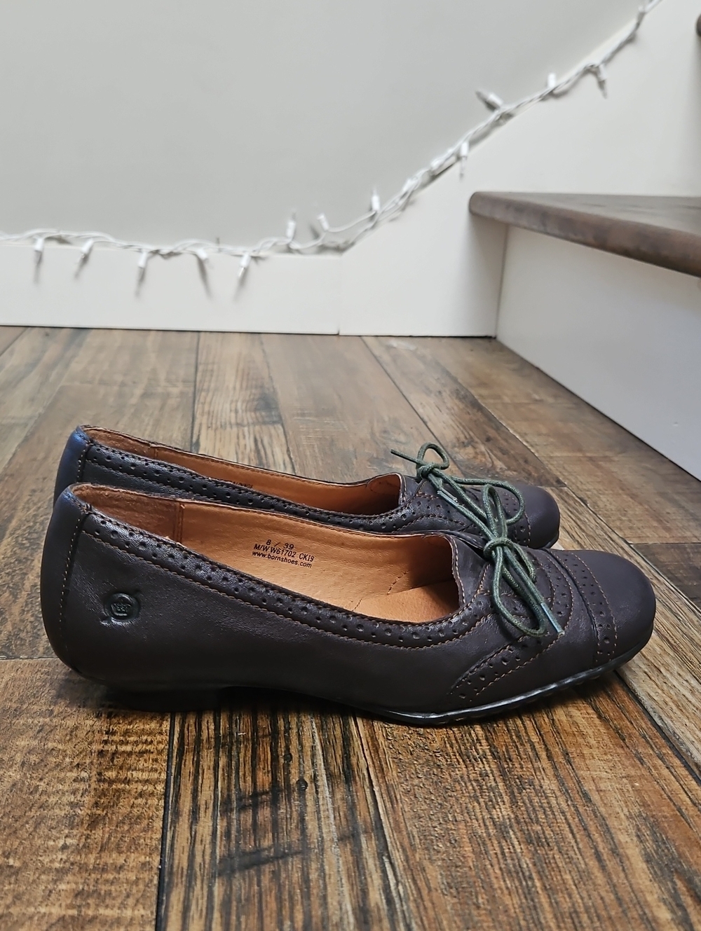 Born Comfortable Women's Dark Brown Leather Cushioned Flats with Bow